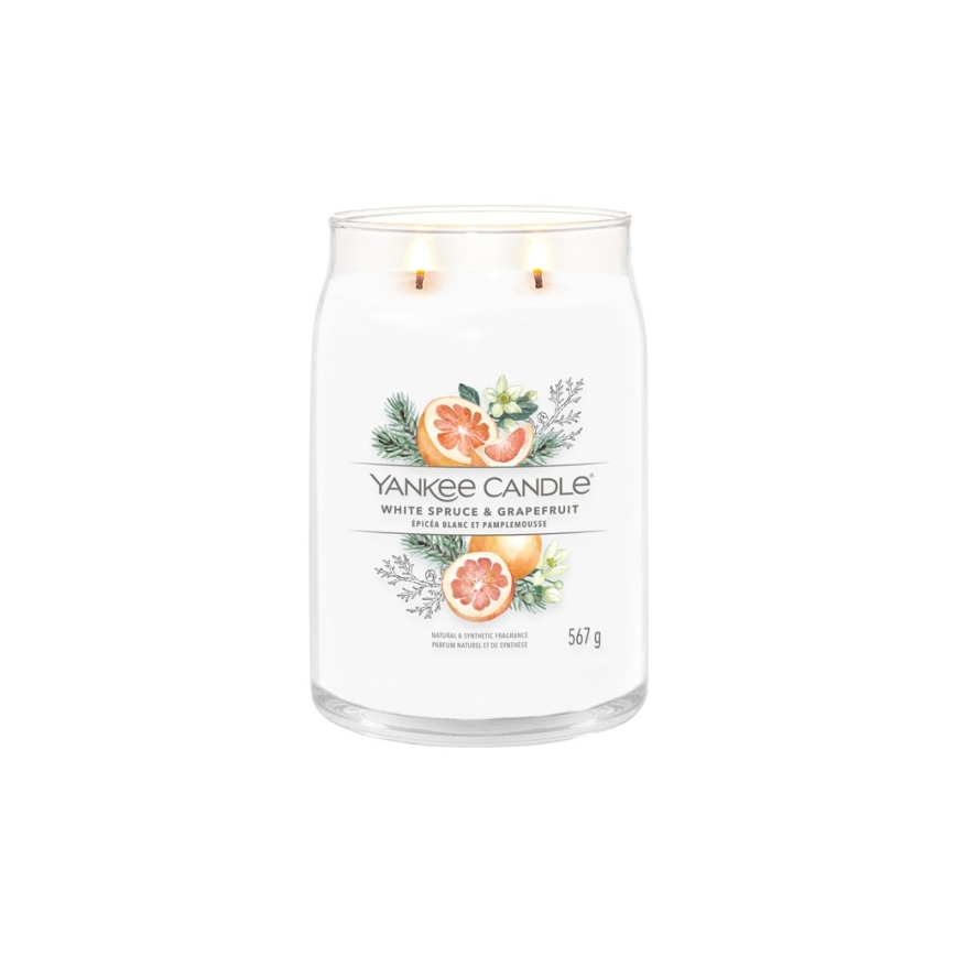 Yankee Candle - Αρωματικό κερί WHITE SPRUCE & GRAPEFRUIT, μεγάλο 567g, 60-90 ώρες