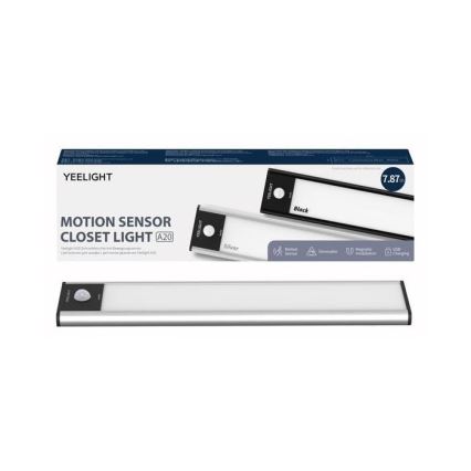 Yeelight - Φωτιστικό επίπλων LED με ρυθμιζόμενη ένταση και αισθητήρα, επαναφορτιζόμενο LED/1,8W/1100 mAh 2700K 20 εκ. ασημί