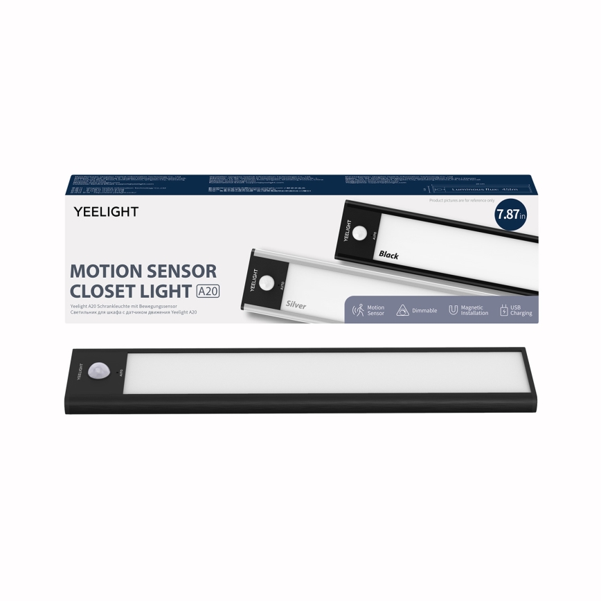 Yeelight - Φωτιστικό επίπλων LED με ρυθμιζόμενη ένταση και αισθητήρα LED/1,8W/1100 mAh 4000K 20 εκ. μαύρο