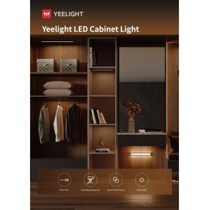 Yeelight - Φωτιστικό επίπλων LED με ρύθμιση φωτεινότητας και αισθητήρα LED/2,3W/1500 mAh 4000K 40 εκ. ασημί