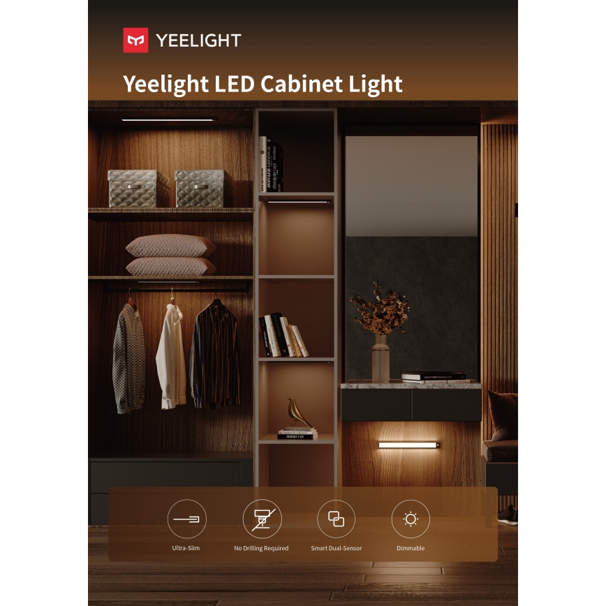 Yeelight -LED Επαναφορτιζόμενο φωτιστικό επίπλων με αισθητήρα LED/2,3W/1500 mAh 4000K 40 cm μαύρο