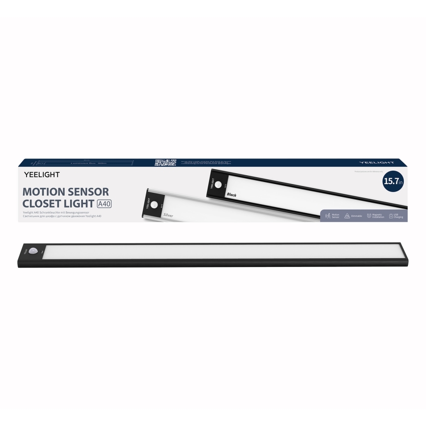 Yeelight -LED Επαναφορτιζόμενο φωτιστικό επίπλων με αισθητήρα LED/2,3W/1500 mAh 4000K 40 cm μαύρο