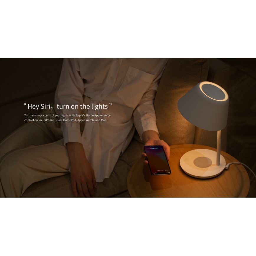 Yeelight - Επιτραπέζια λάμπα LED με ρυθμιζόμενο φωτισμό και ασύρματη φόρτιση Staria Bedside Lamp Pro LED/20W/230V Wi-Fi