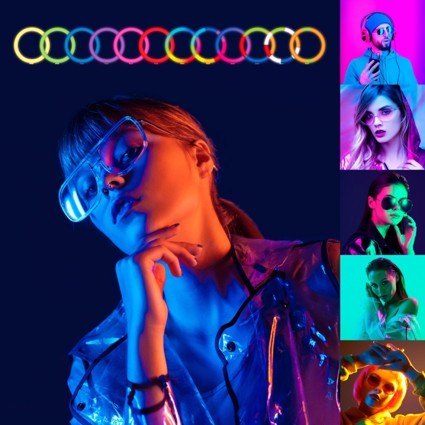 Yenkee - Φωτιστικό LED RGB Dimmable με τρίποδο και βάση για vlogging LED/5V + τηλεχειριστήριο