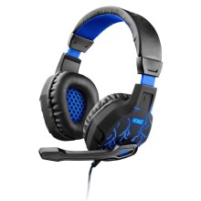 Yenkee - Ακουστικά LED Gaming με μικρόφωνο μαύρο/μπλε