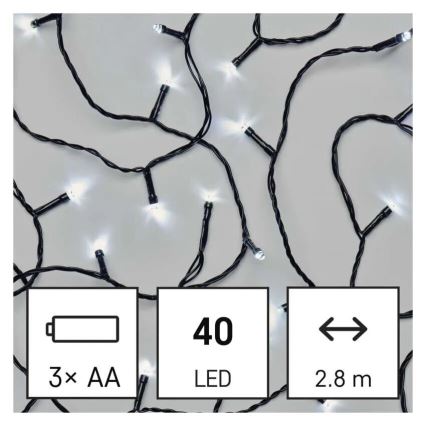 Γιρλάντα LED για εξωτερικούς χώρους 40xLED/3xAA 3,3m IP44 ψυχρό λευκό