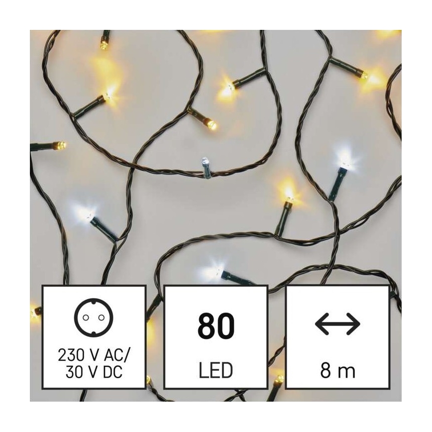 Γιρλάντα LED εξωτερικού χώρου 80xLED/13m IP44 θερμό/ψυχρό λευκό