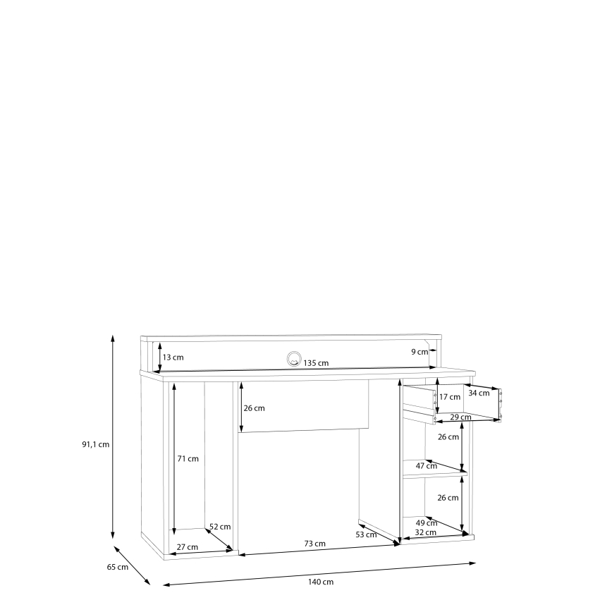 Γραφείο IVAR με ενσωματωμένο φωτισμό, λευκό