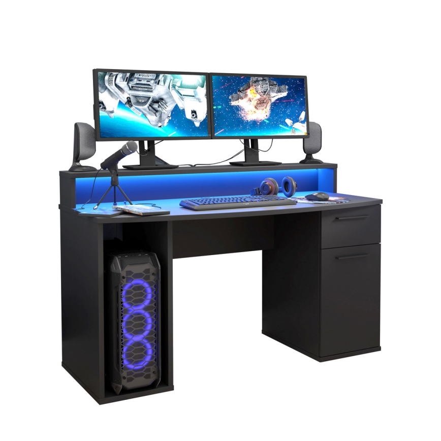 Γραφείο IVAR με ενσωματωμένο φωτισμό, μαύρο