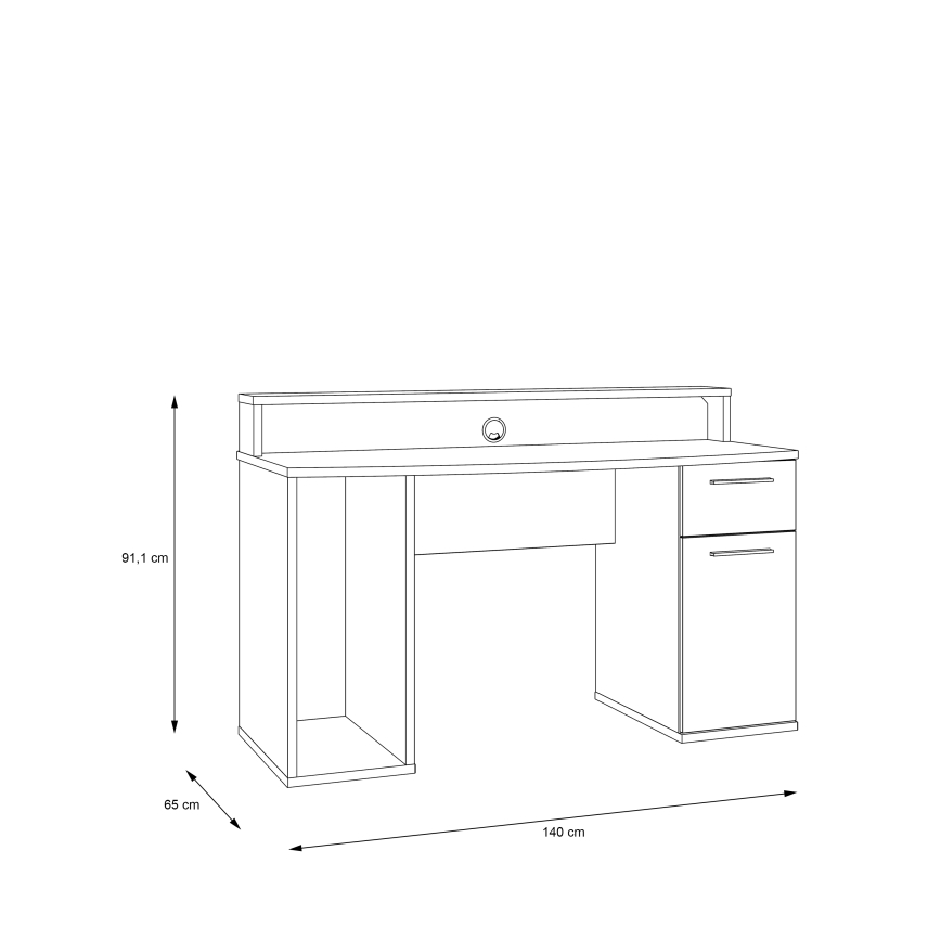 Γραφείο IVAR με ενσωματωμένο φωτισμό, μαύρο