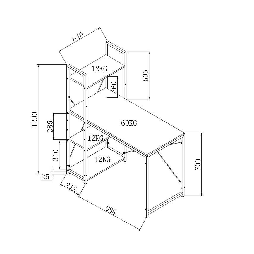 Γραφείο SERENOR σε μαύρο/sonoma δρυς