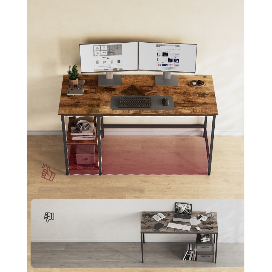 Γραφείο SOLEA 140x60 cm καφέ/μαύρο