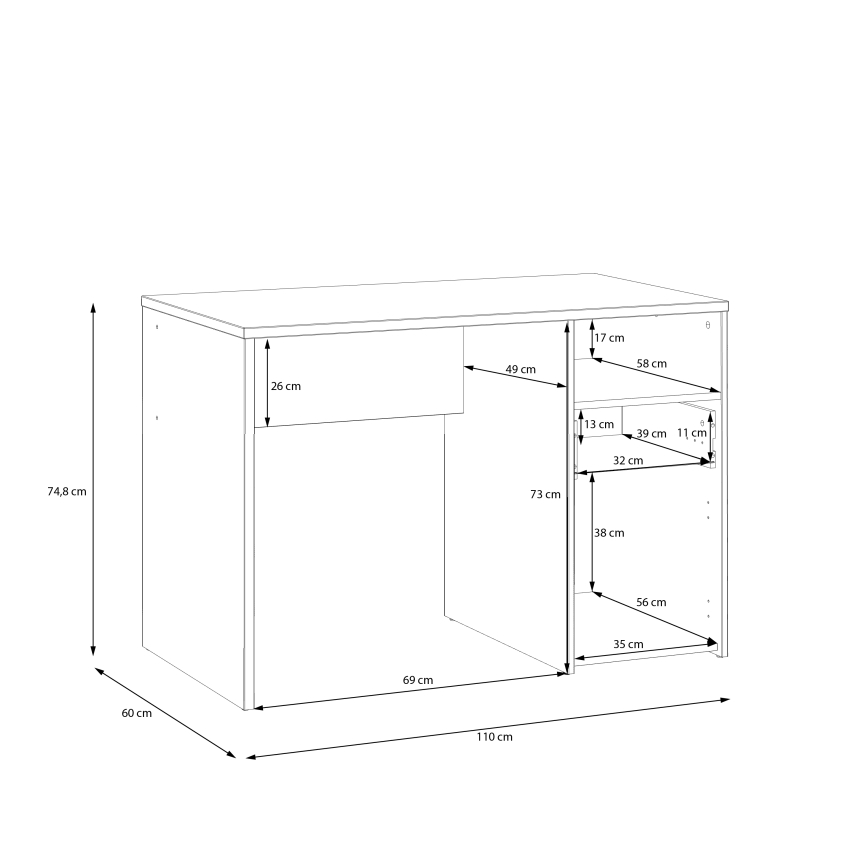 Γραφείο URO δρυς artisan/λευκό