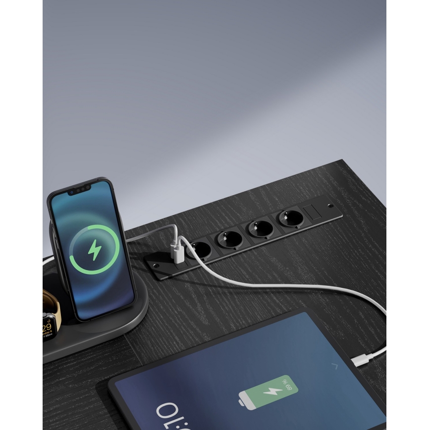 Γραφείο γραφής με ενσωματωμένο φωτισμό SOLEA-X καφέ/μαύρο