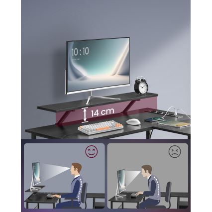 Γραφείο γραφής με ενσωματωμένο φωτισμό SOLEA-X καφέ/μαύρο