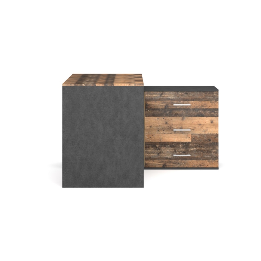 Γραφείο με συρτάρια και εναλλάξιμη γωνία (Δ/Α) JULES καφέ/μαύρο