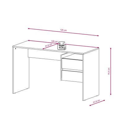 Γραφείο με συρτάρια MARLO γκρι σκυρόδεμα/λευκό