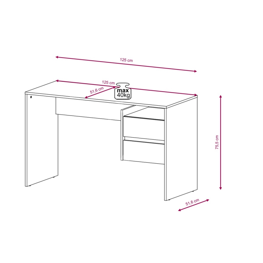 Γραφείο με συρτάρια MARLO γκρι σκυρόδεμα/λευκό