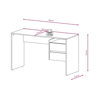 Γραφείο με συρτάρια MARLO, δρυς Artisan/λευκό
