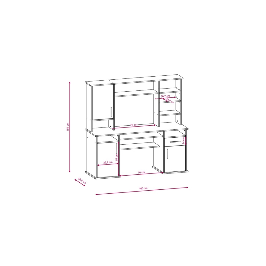 Γραφείο με ράφι ELIAN, Sonoma δρυς, γκρι/λευκό