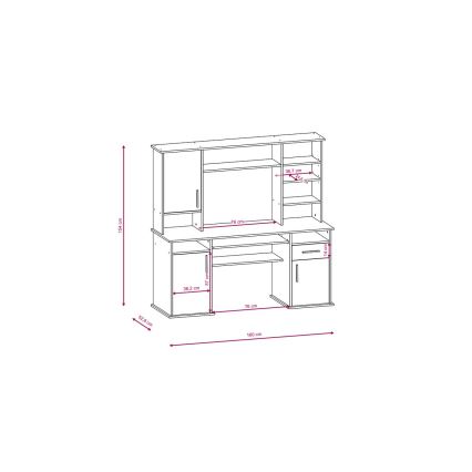 Γραφείο με ράφι ELIAN, δρυς Sonoma/λευκό