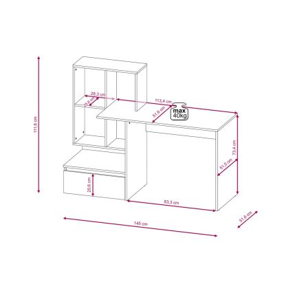 Γραφείο με ράφι MARLO δρυς artisan/ανθρακί