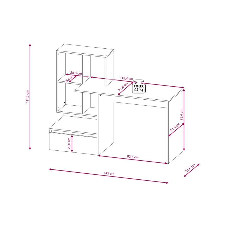 Γραφείο με ράφι MARLO δρυς artisan/ανθρακί