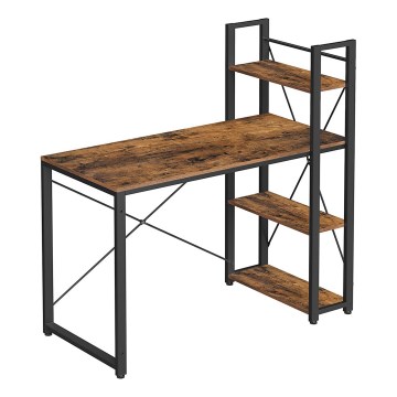 Γραφείο με ράφια SOLEA καφέ/μαύρο