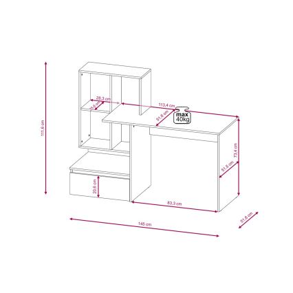 Γραφείο με ραφιέρα MARLO δρυς artisan/λευκό