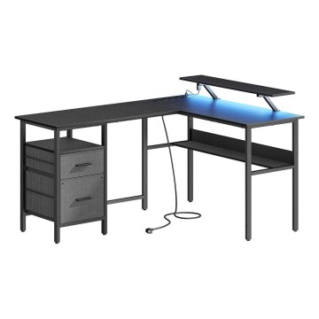 Γραφείο με ενσωματωμένο φωτισμό SOLEA-X καφέ/μαύρο