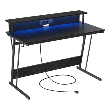 Γραφείο με ενσωματωμένο φωτισμό SOLEA‑X, μαύρο