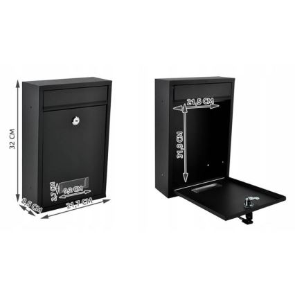 Γραμματοκιβώτιο 21,7x32 εκ. μαύρο