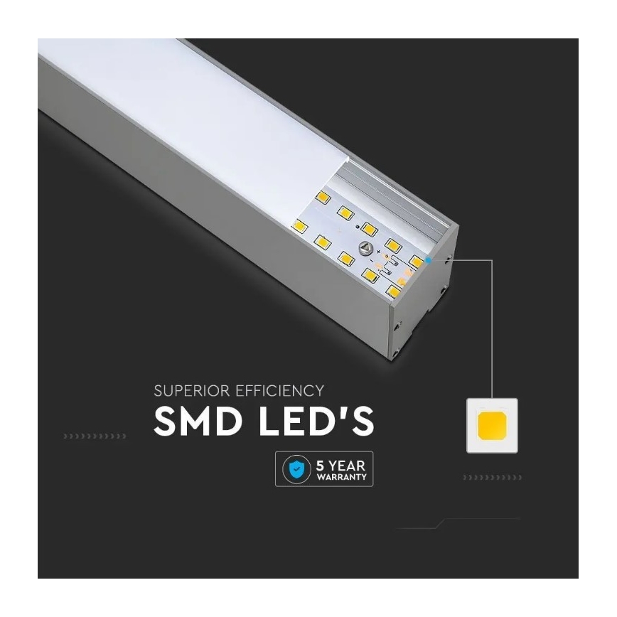 Γραμμικό κρεμαστό φωτιστικό LED SAMSUNG CHIP LED/40W/230V 4000K ασημί