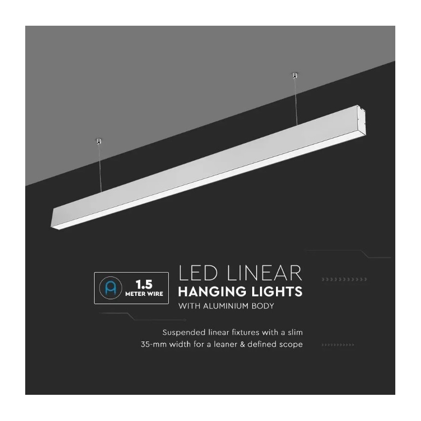 Γραμμικό κρεμαστό φωτιστικό LED SAMSUNG CHIP LED/40W/230V 4000K ασημί