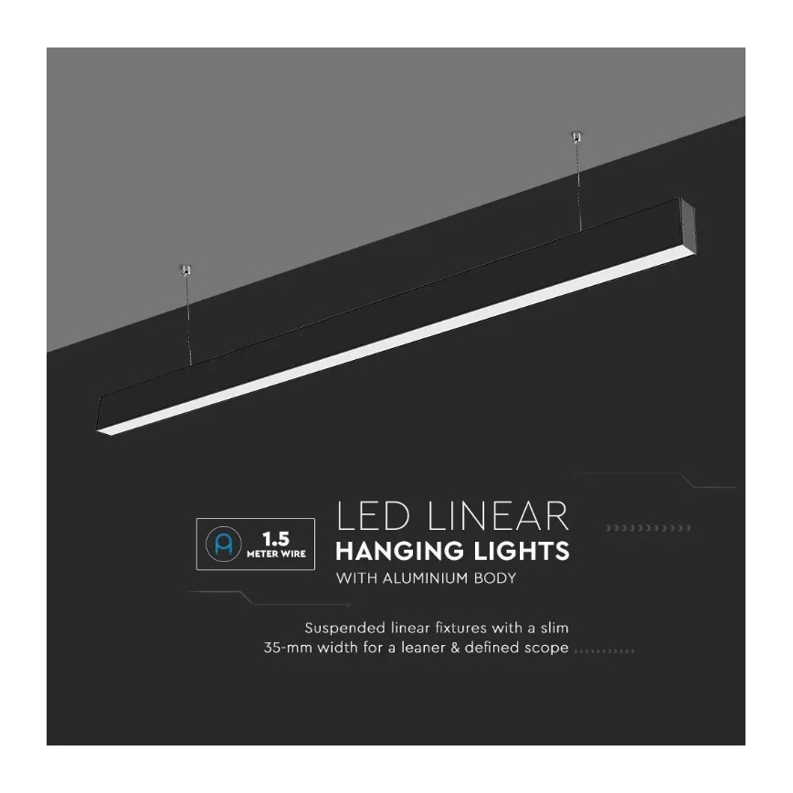 Γραμμικό κρεμαστό φωτιστικό LED SAMSUNG CHIP LED/40W/230V 6400K μαύρο
