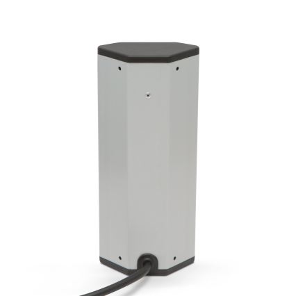 Γωνιακή κολόνα πριζών 3x230V + 2xUSB-A μαύρο/ασημί