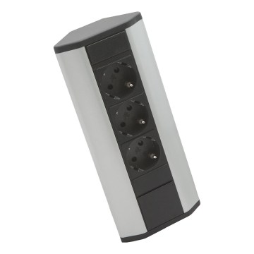 Γωνιακή κολόνα με πρίζες 3x230V μαύρη/ασημί