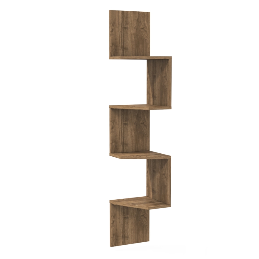 Γωνιακή ραφιέρα τοίχου DESALDO 155,2x29,6 cm καφέ