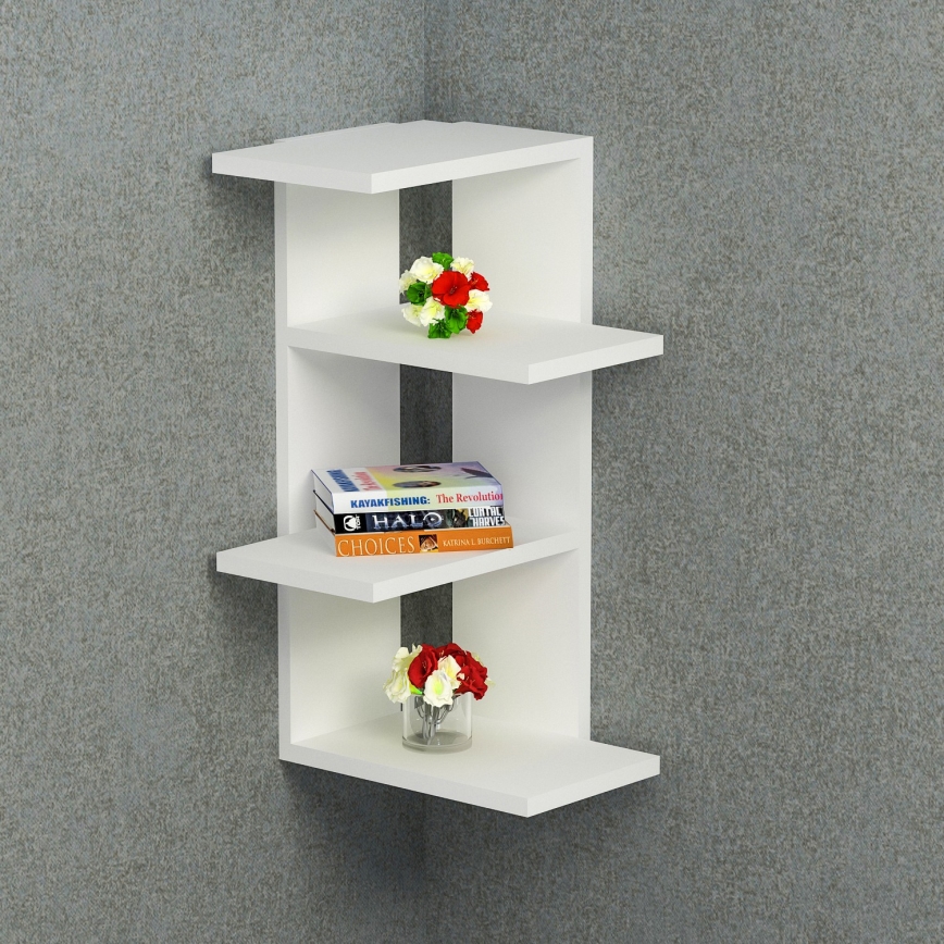 Γωνιακή ραφιέρα τοίχου MILANO 60x31,4 cm λευκή