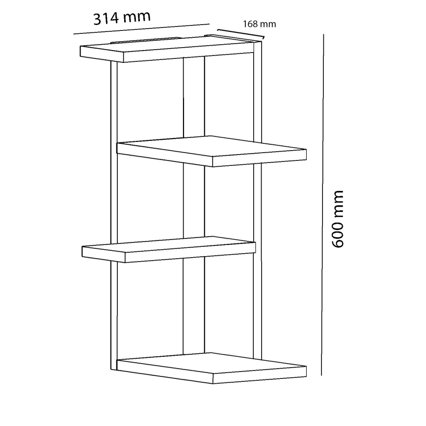 Γωνιακή ραφιέρα τοίχου MILANO 60x31,4 cm λευκή
