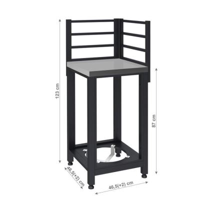 Γωνιακή εξωτερική μονάδα 47x47x123 cm, μαύρη/ανοξείδωτο ατσάλι