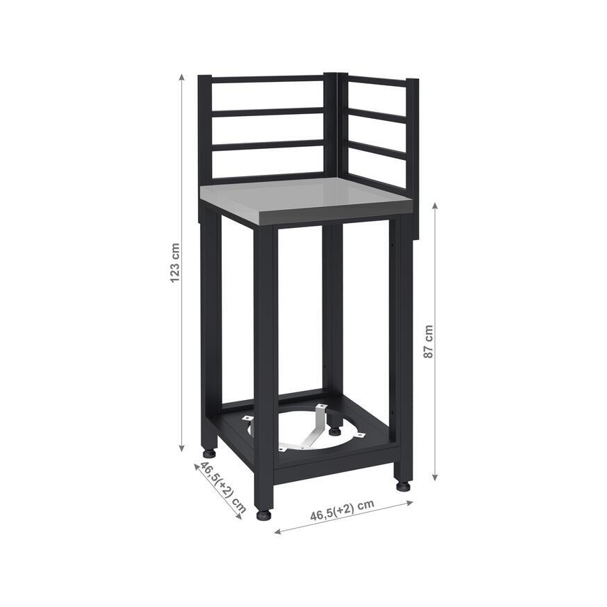 Γωνιακή εξωτερική μονάδα 47x47x123 cm, μαύρη/ανοξείδωτο ατσάλι