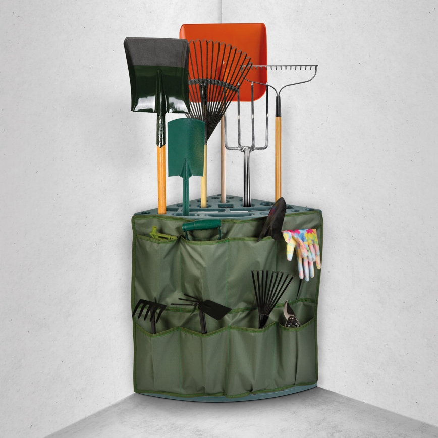 Γωνιακή βάση για εργαλεία κήπου 43x43x59 cm, πράσινη