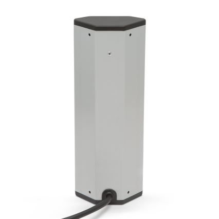 Γωνιακή μονάδα με 4 πρίζες 230V και 2 θύρες USB‑A, μαύρο/ασημί