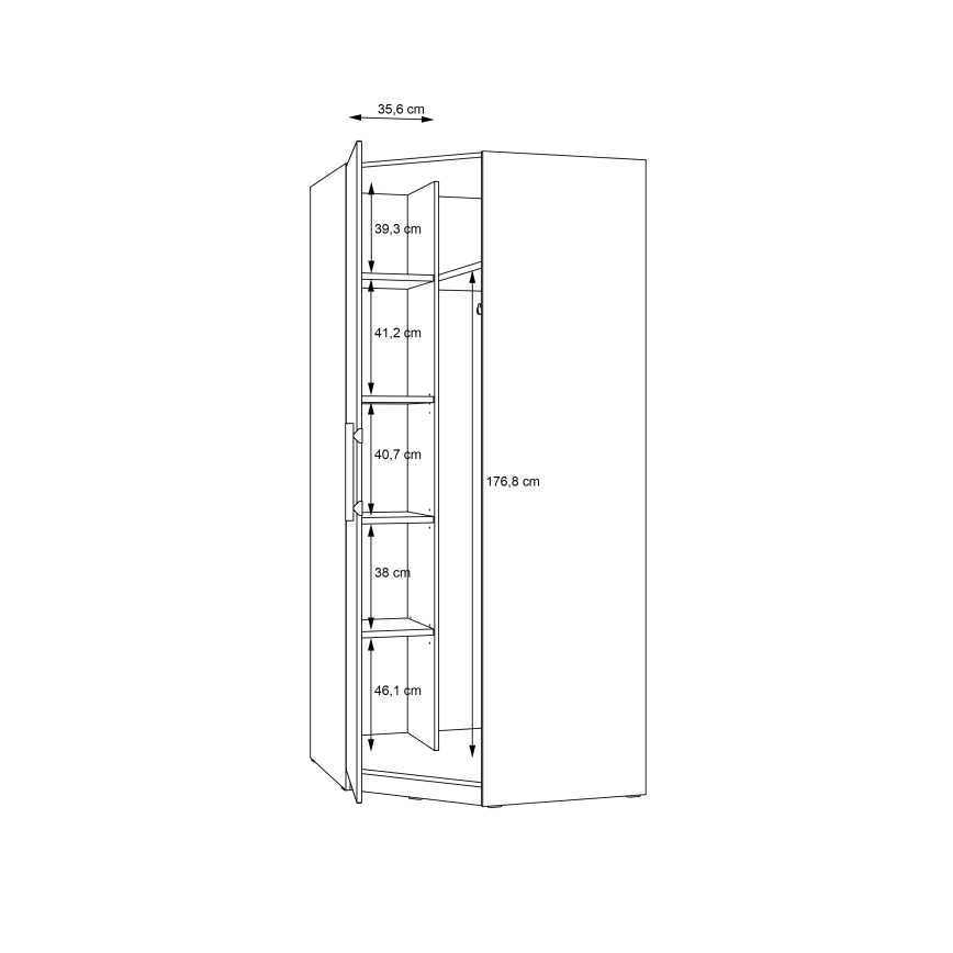 Γωνιακή ντουλάπα MARO 94x213 cm artisan δρυός