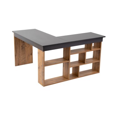 Γωνιακό γραφείο RUND 130x120 cm πεύκο/ανθρακί