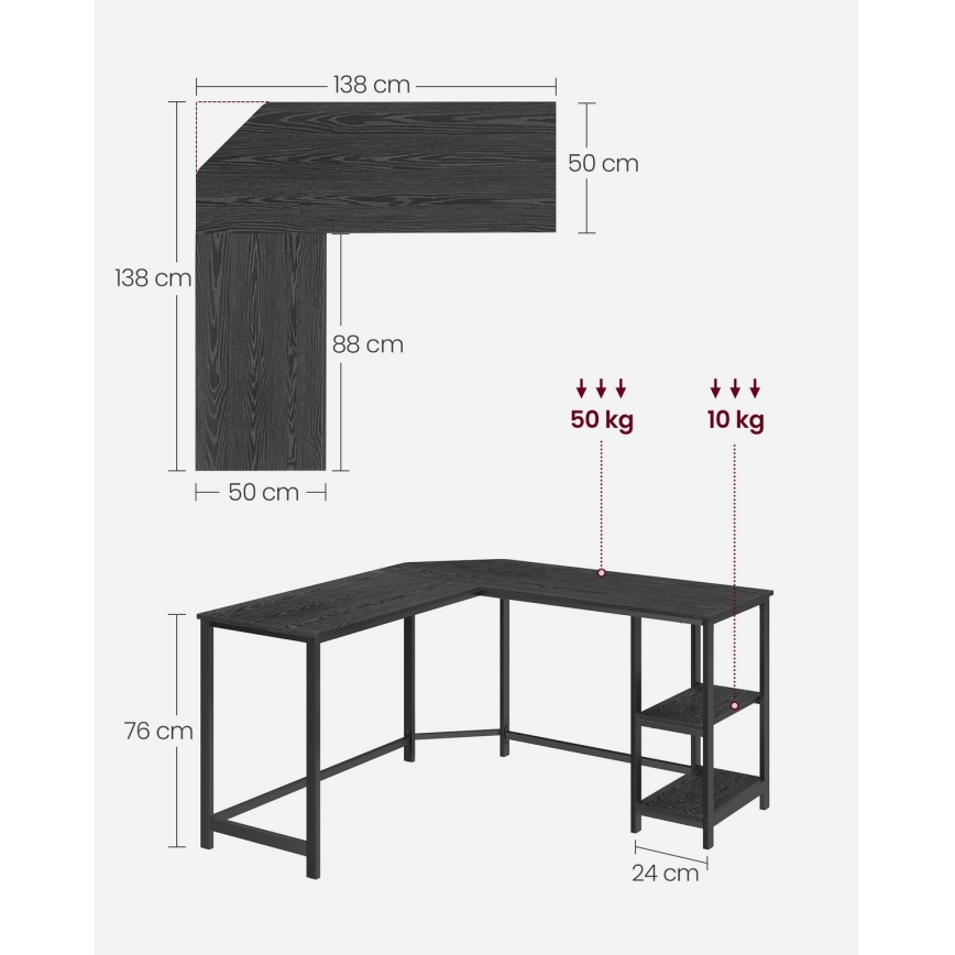 Γωνιακό γραφείο SOLEA μαύρο