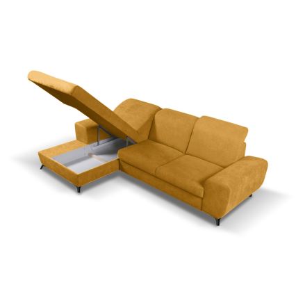 Μετατρέψιμος γωνιακός επενδεδυμένος καναπές ALTA σε σχήμα Γ με αποθηκευτικό χώρο — αριστερή διάταξη, κίτρινος