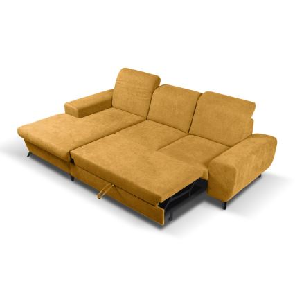 Μετατρέψιμος γωνιακός επενδεδυμένος καναπές ALTA σε σχήμα Γ με αποθηκευτικό χώρο — αριστερή διάταξη, κίτρινος