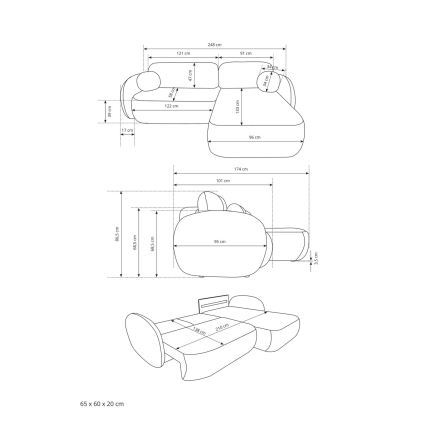 Γωνιακός καναπές-κρεβάτι OLBIA σε σχήμα L, αριστερός, μπεζ με αποθηκευτικό χώρο